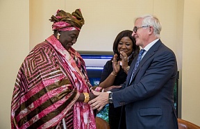 De la rencontre du Président de la RSPP A. N.Chokhine avec la Ministre de la coopération et de l'intégration africaine Mme D.Keita et le Président de la Confédération des employeurs de la Guinée Mme H.A.N.Traoré